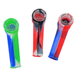 3.5" Silicone Hand Pipe w/ Glass Flower Bowl - Image 5