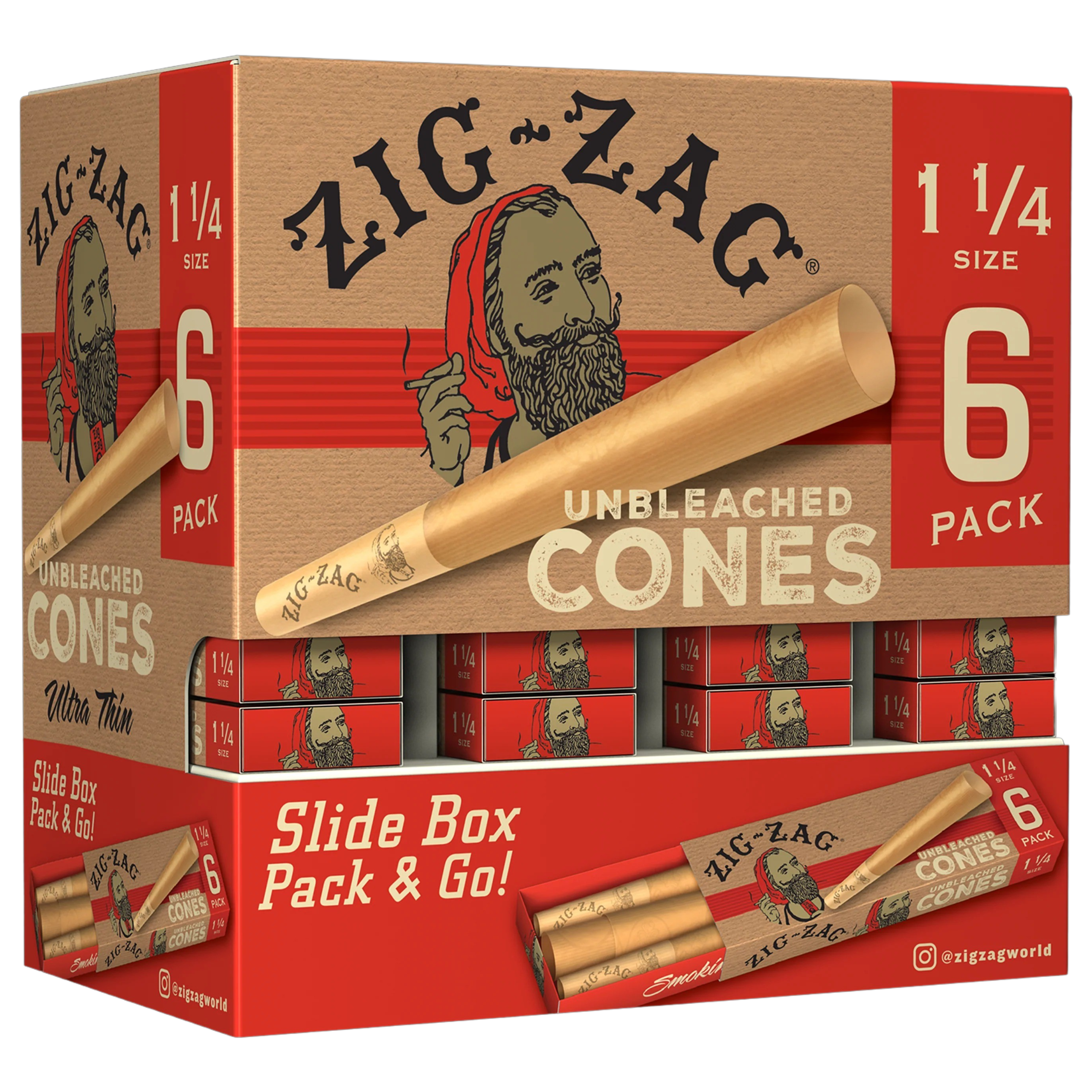 1.25 Unbleached Cones2.2 Zig Zag Promo Display (36 Pack) - 1 ¼ Unbleached Cones - Image 1