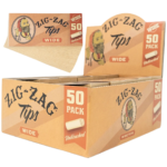 Zig Zag Unbleached Wide Rolling Tips 50 Pack Carton