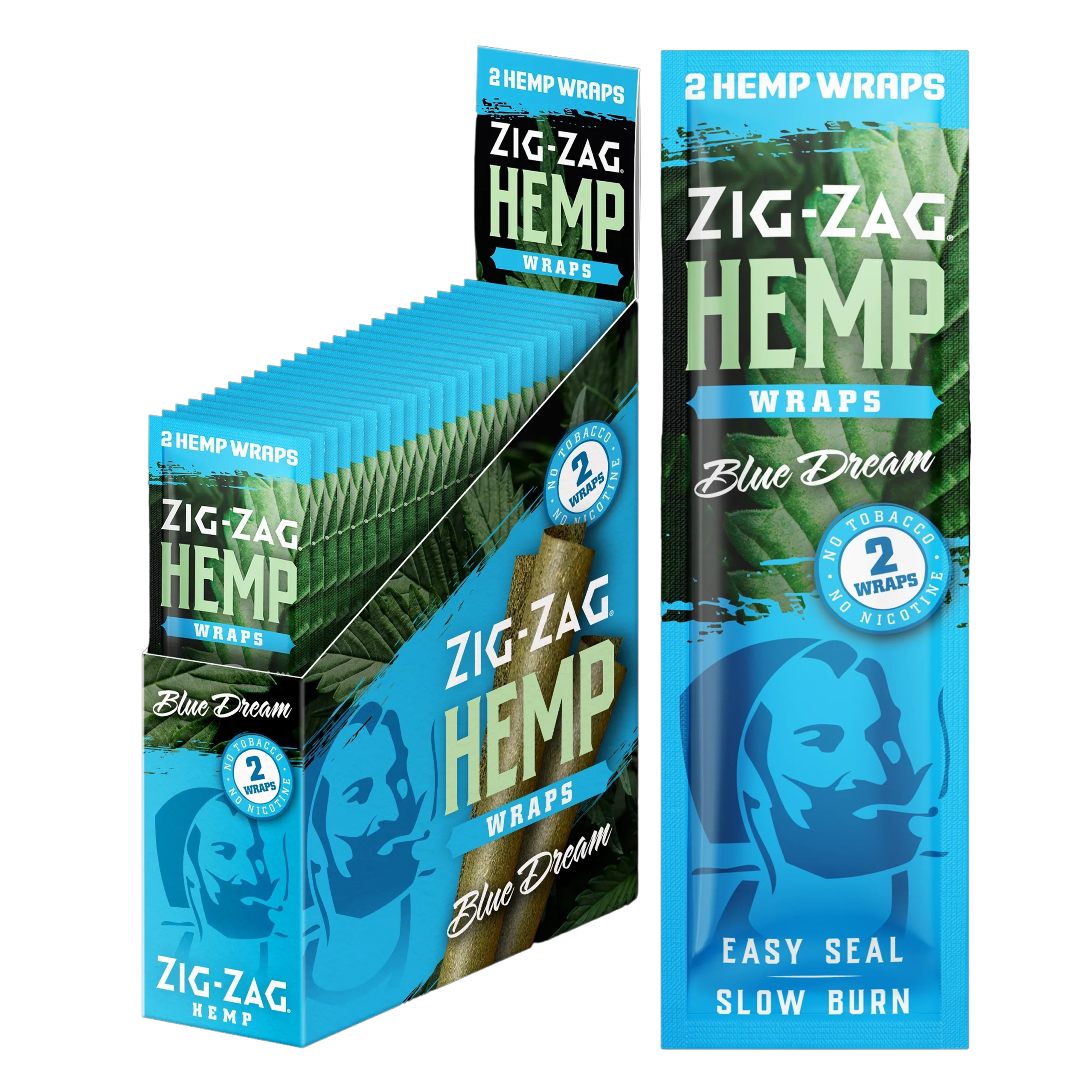 zig zag hemp blue.25 Zig Zag Hemp Wraps NPP - Blue Dream - Image 1
