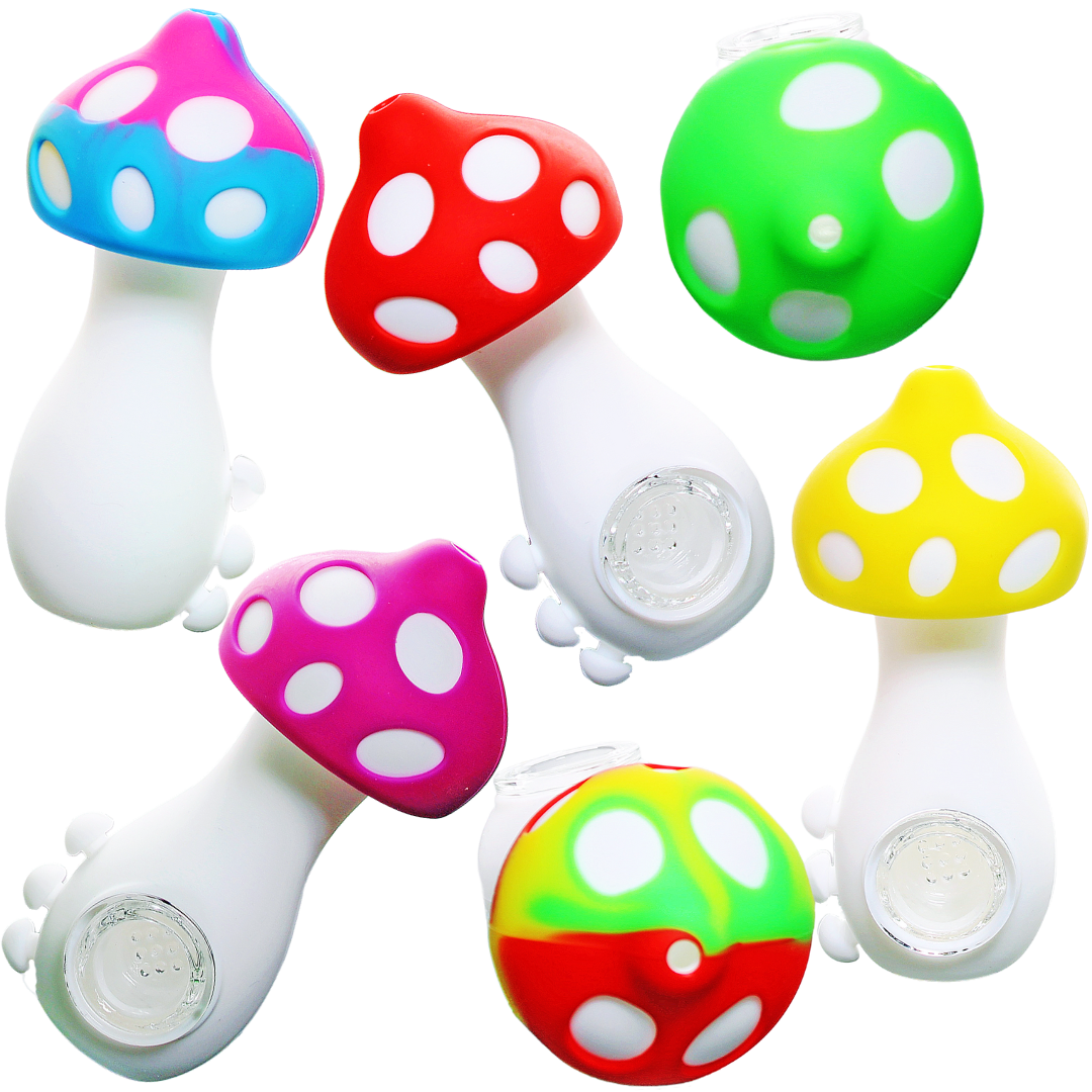 SHP035 Silicone Mushroom Hand Pipe 4.5" Silicone Mushroom Pipe - Image 1