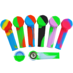 3.5" Silicone Hand Pipe w/ Metal Bowl & Lid
