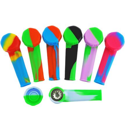 3.5" Silicone Hand Pipe w/ Metal Bowl & Lid