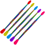5" Iridescent Stainless Steel Dab Tool w/ Silicone Tips