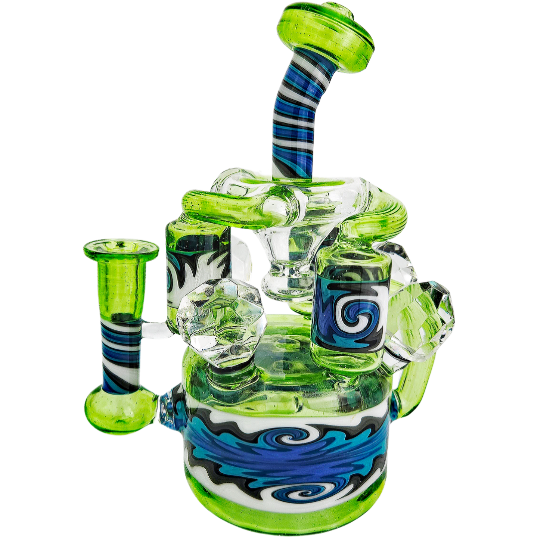 710 Sci Glass Wigwag Triple Can Recycler Display 9" 710 Sci Glass Wigwag Triple Can Recycler - Image 1