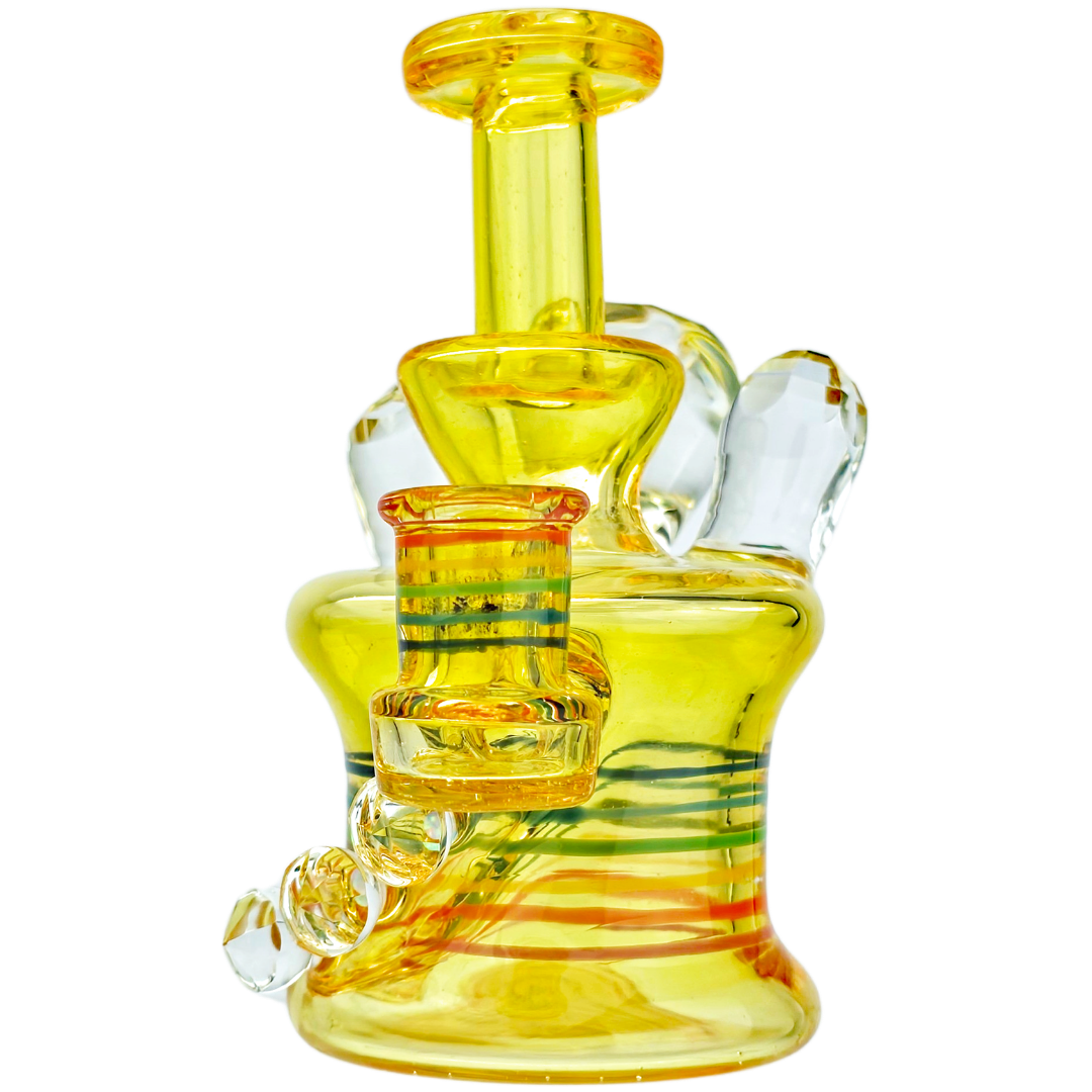 PHD GLASS Rainbow Dab Rig 5" PHD Glass Full CFL Facet Opal Rip Curl Bottle - Image 1