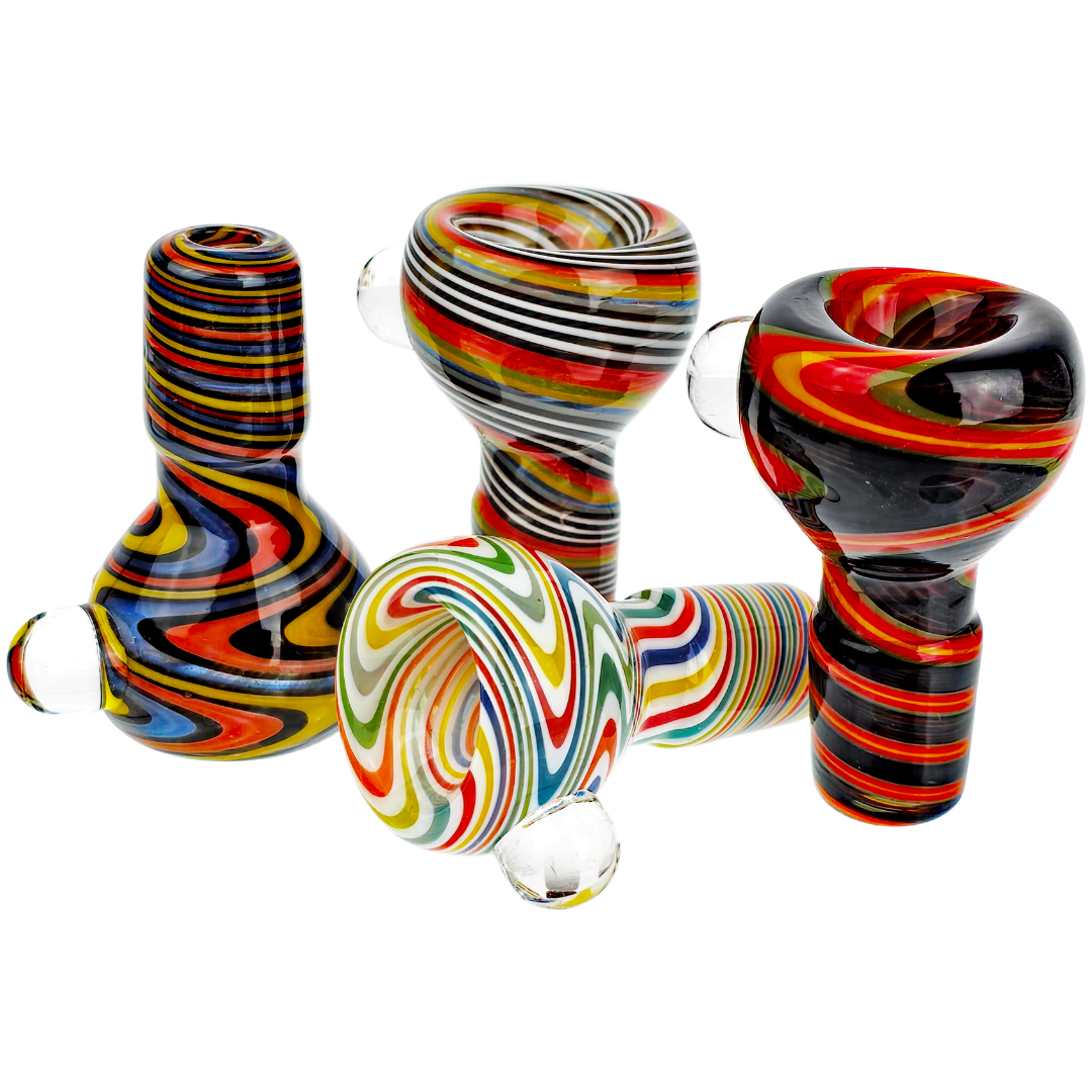 FGB010-18 Cannabis Bowls 2" 18mm Color Worked Joint Flower Bowl - Image 1