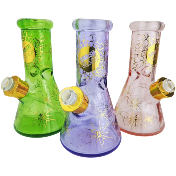 8" Smash Glass Gold Accent Beaker