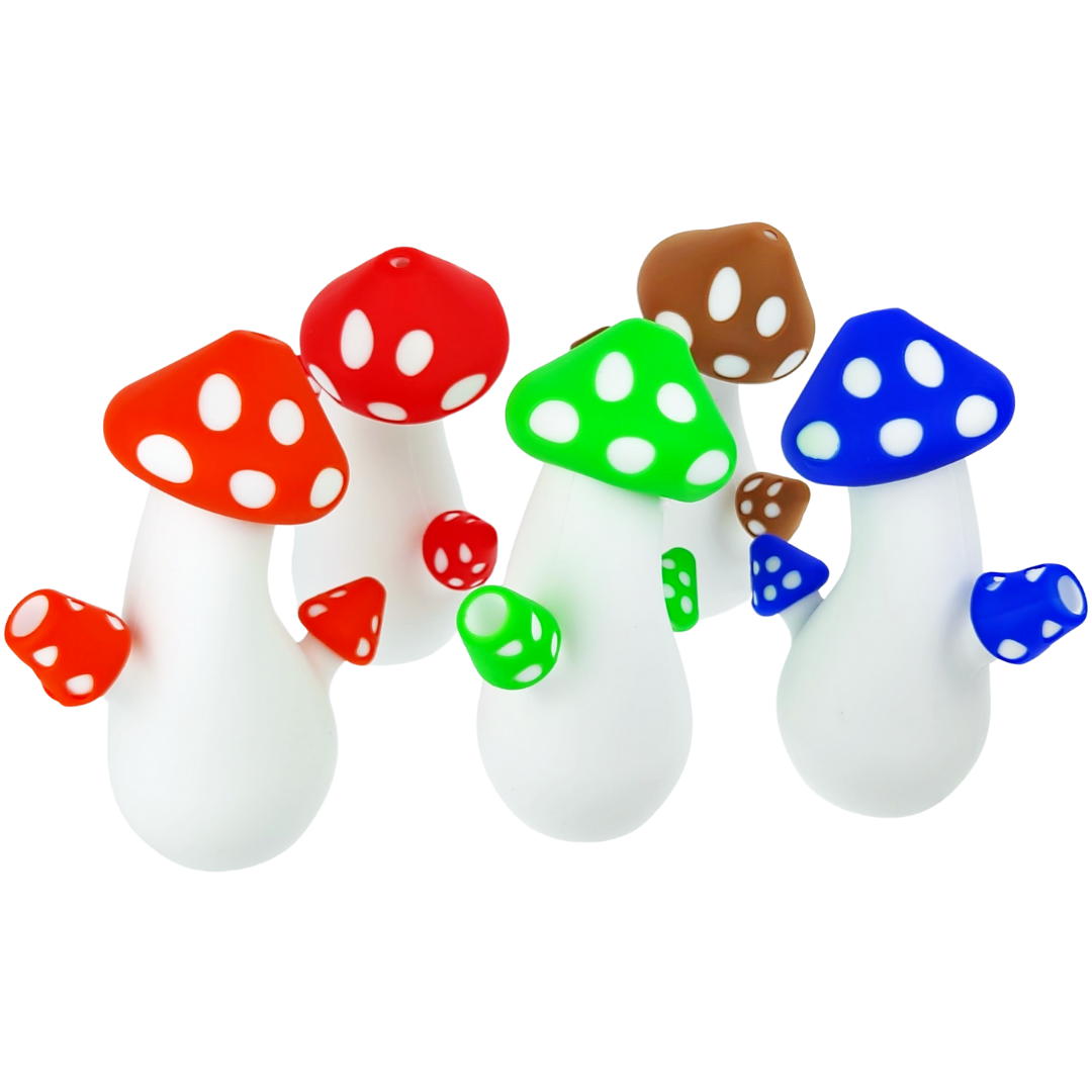 SRS1027 Display 2 6.5" Silicone Mushroom Bong w/ Carb (one off) (brown) - Image 1