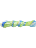 4" Green & Blue Swirl Flat Mouth Chillum (One Off) - Image 3