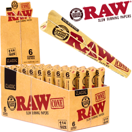 RAW Classic 6pk Pre-Roll 1 ¼ Cones 32bx