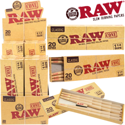 RAW Classic 20pk Pre-Roll 1 ¼ Cones 12bx