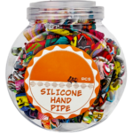 3.5" Silicone Decal Hand Pipe w/ Metal Bowl & Lid - 40ct Jar