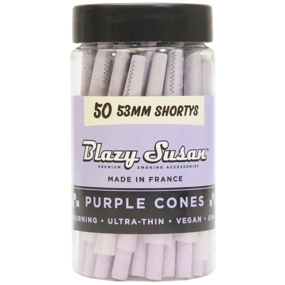 PC-5053-PURP-MC Blazy Susan Purple Cones - 50ct 53mm Shortys Cones - Image 1