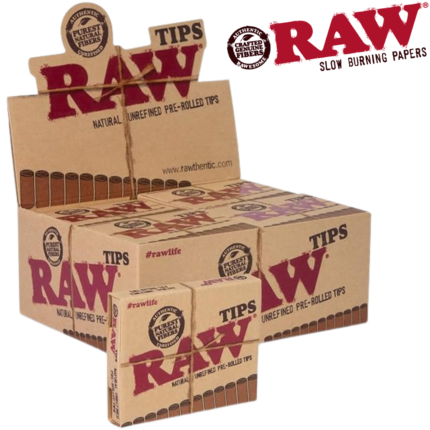 RAW Unbleached 21pk Pre-Rolled Tips 20bx