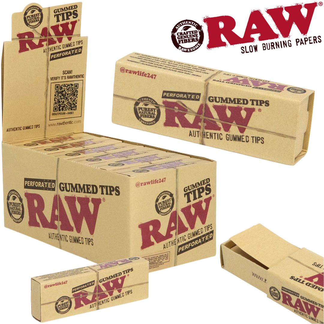 RAW-TIPS-33CT-GUM-24BX Display RAW Gummed Tips 33ct 24bx - Image 1