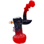 7.5" Color Frit w/ Critter & Mushroom Implosion Glass Bubbler - Image 5
