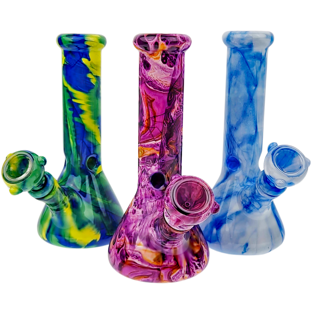 8" Watercolor Beaker w/ Watercolor Downstem & Flower Bowl