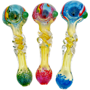 5.5" Fume Color Frit Twisted Glass Hand Pipe