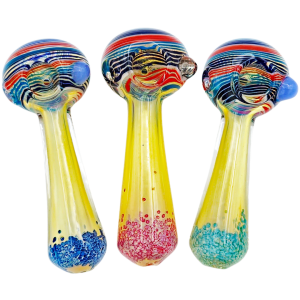 4.5" Fume Frit Color Worked Glass Hand Pipe