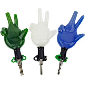 3.5" 10mm Sculpted Hand Glass Nectar Straw