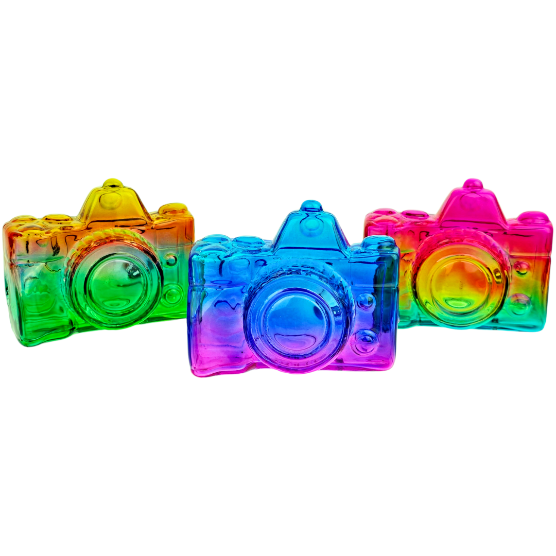 4" Neon Two-Tone Camera Glass Hand Pipe