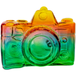 4" Neon Two-Tone Camera Glass Hand Pipe - Image 2