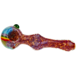 4.5" Color Frit w/ Rasta Stripe Glass Hand Pipe - Image 3
