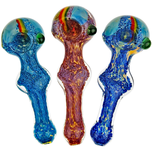 4.5" Color Frit w/ Rasta Stripe Glass Hand Pipe