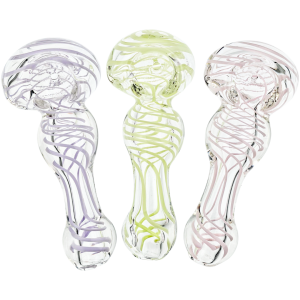 4.5" Clear w/ Color Swirl Glass Hand Pipe