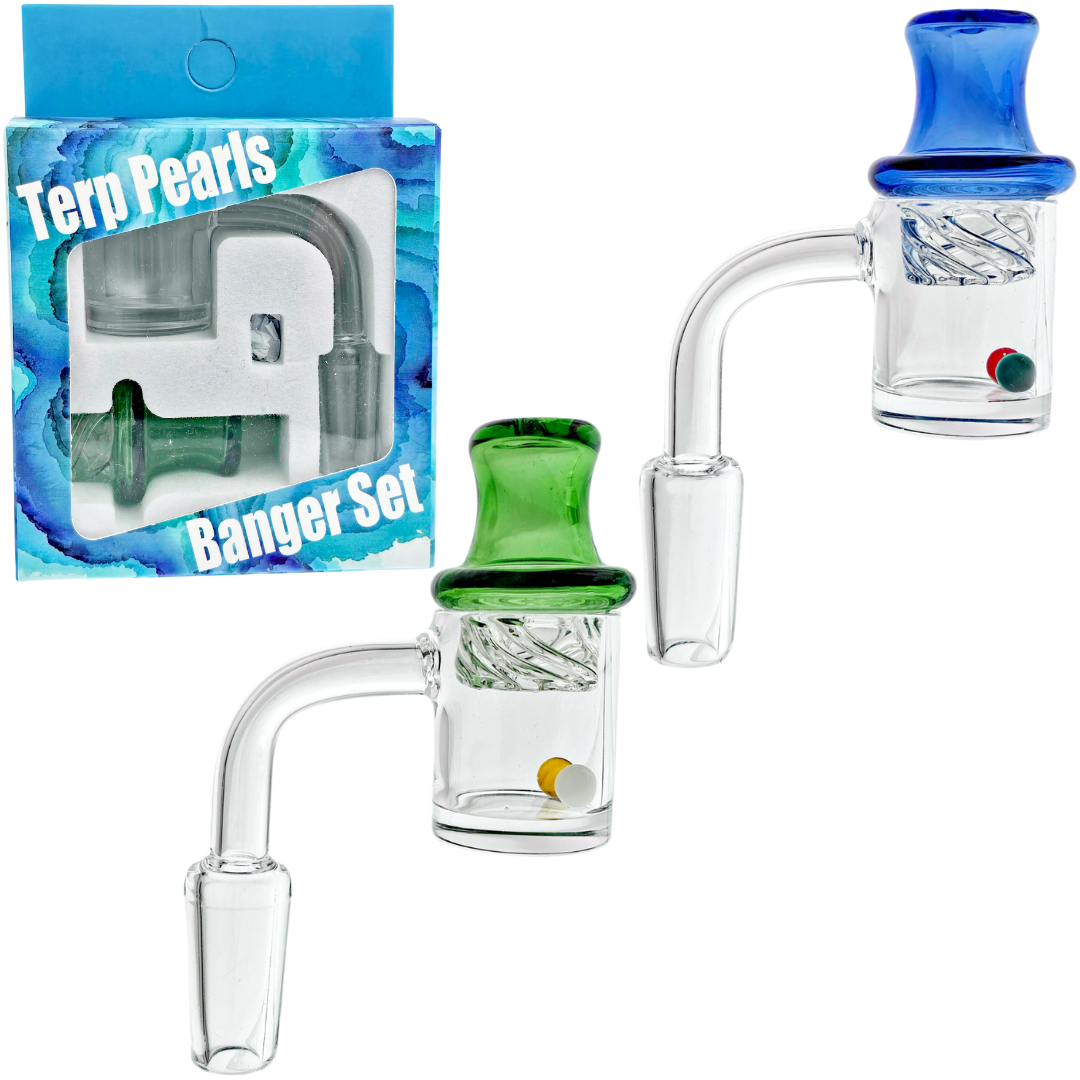 QN188-14MC-Box Color Carb Cap Set Bangers 2.5" 14 M 90° Gavel Box Set w/ Color Spinner Carb Cap - Image 1