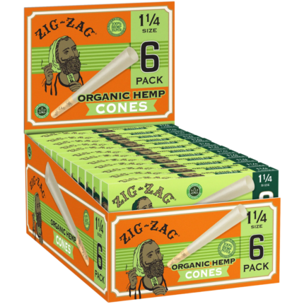 Zig Zag Paper Cones Organic Hemp 1 ¼ - 6pk