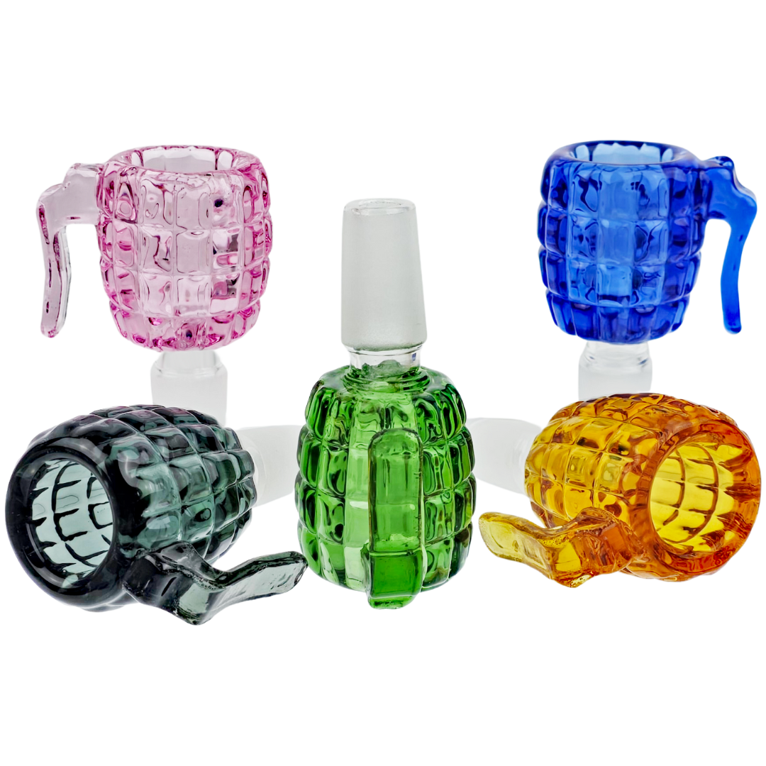 A1964-14 Cannabis Bowl2 2.5" 14mm Sculpted Grenade Flower Bowl - Image 1