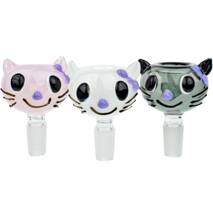 2.5" 14mm Sculpted Cat Glass Flower Bowl
