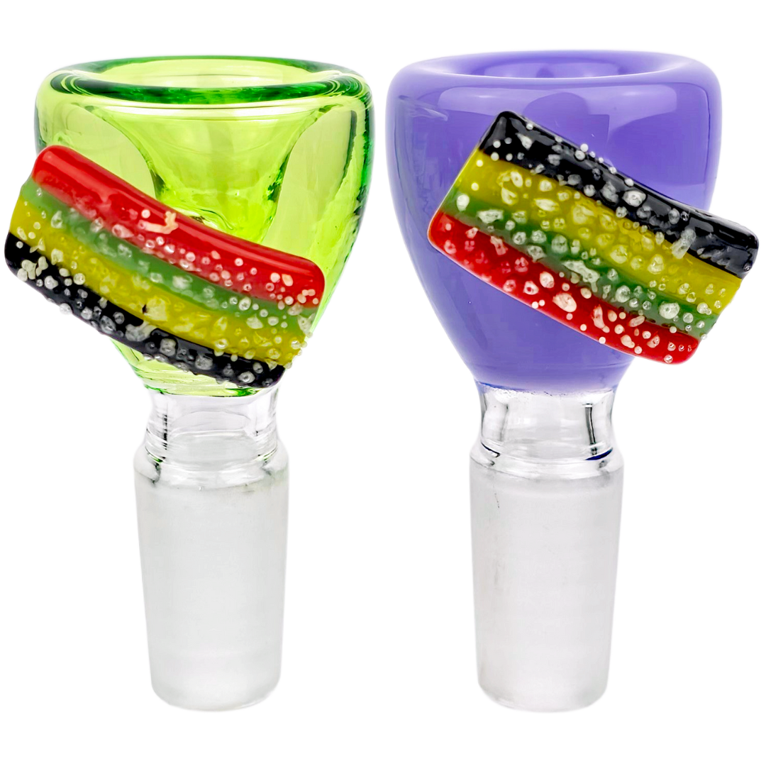 FGB449-14MM Cannabis Bowls 2.5" 14mm Rainbow Stripe Candy Flower Bowl - Image 1