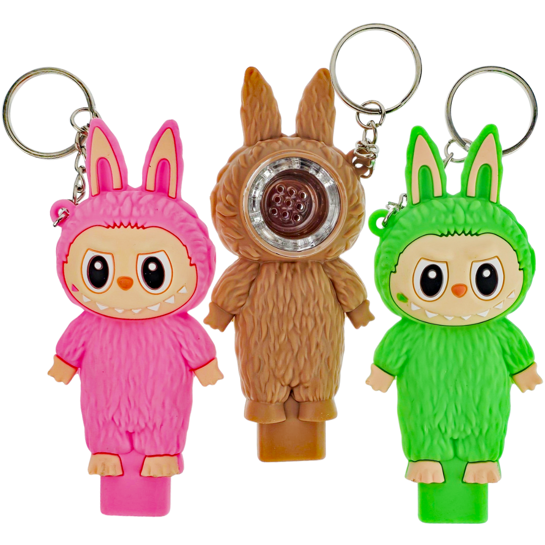 4" Silicone Labubu Key Chain Hand Pipe