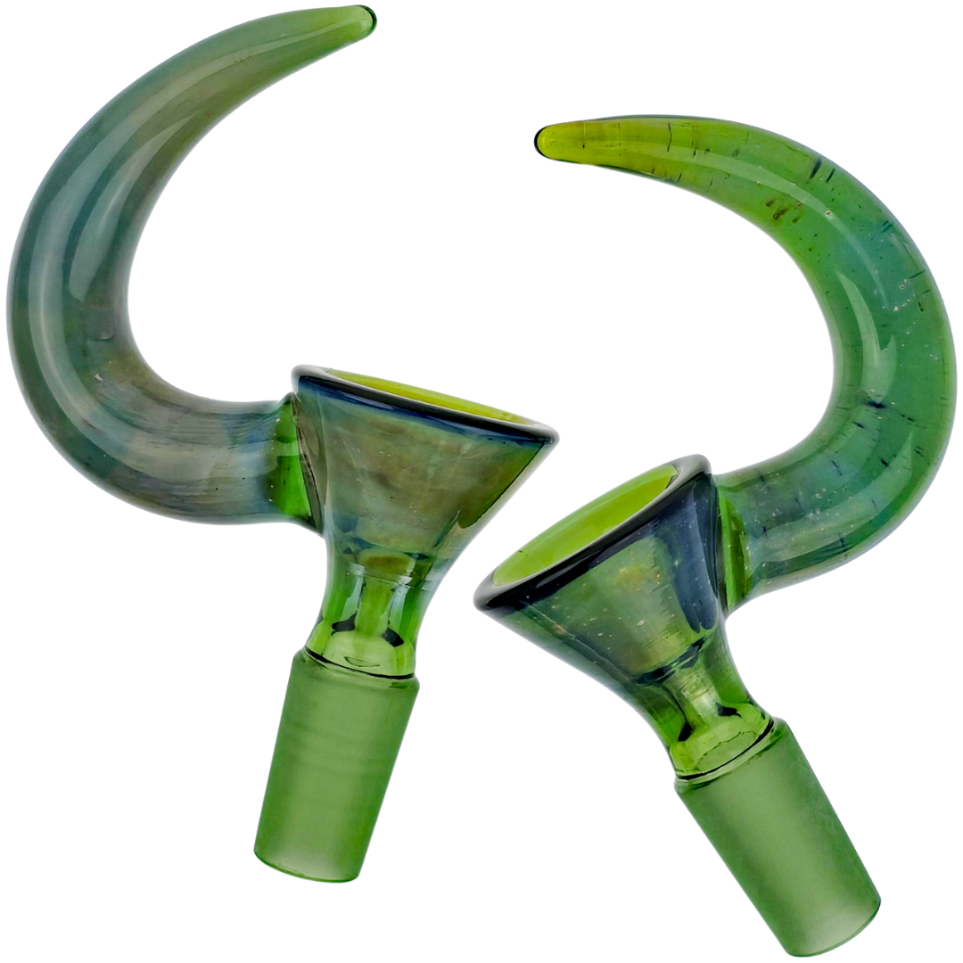 14MMFUMEHORN Green Weed Bowls 3.5" 14mm Thick Fume Up Horn Flower Bowl - Image 1