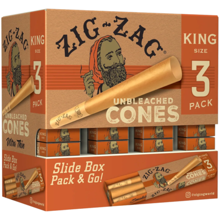 Zig Zag Promo Display (36 Pack) - King Unbleached Cones
