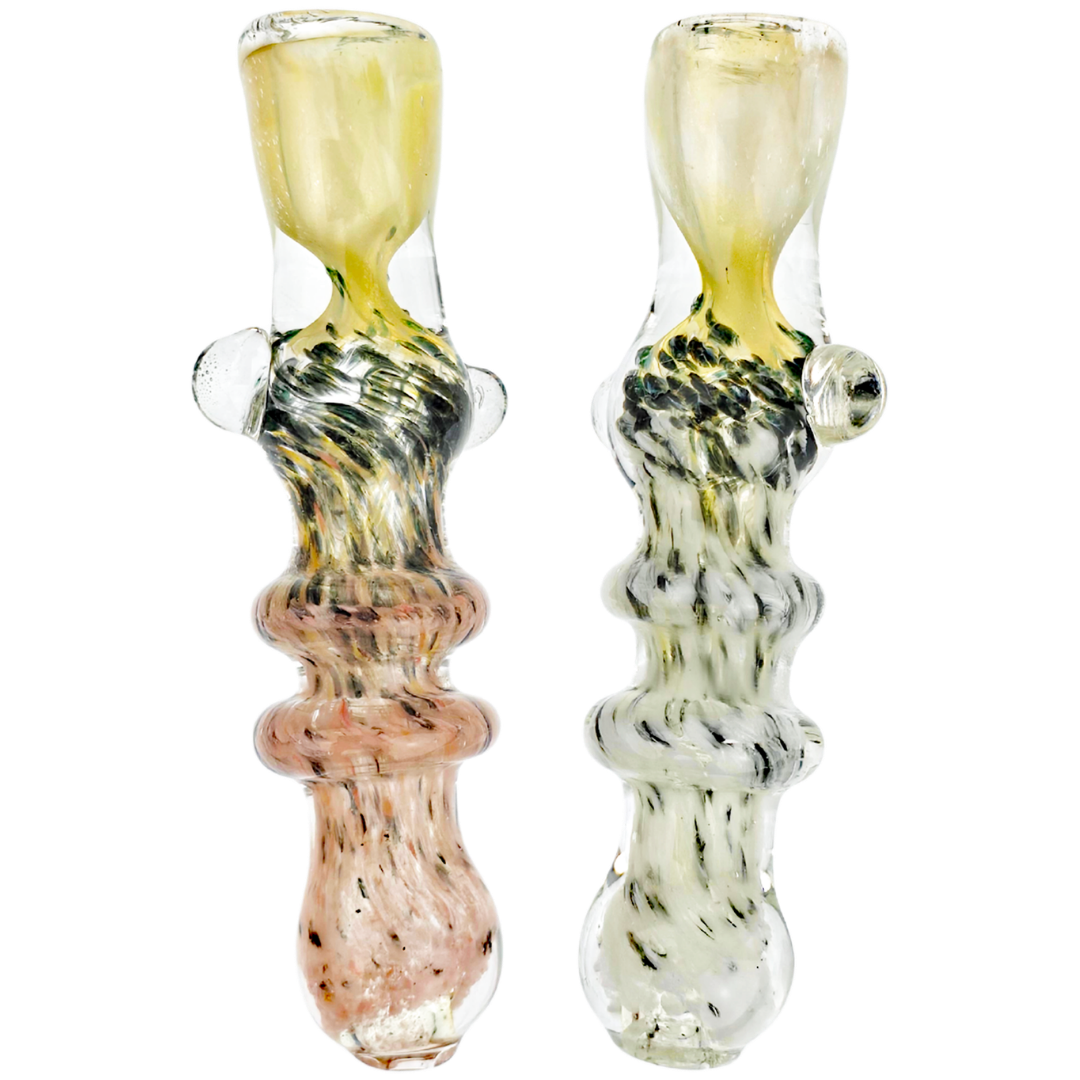 CCP-027 Cannabis Chillums 3.5" Double Maria Fume Black & White Frit Chillum - Image 1