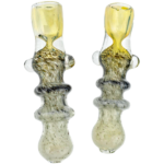 3.5" Double Maria Fume Black & White Frit Chillum - Image 8