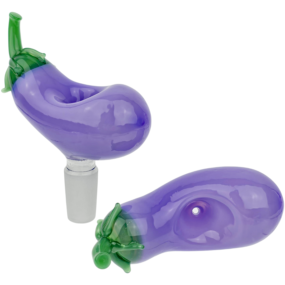 FGB747-14MM Weed Bowls 3" 14mm Eggplant Glass Flower Bowl - Image 1