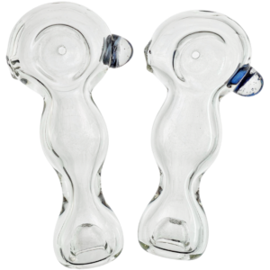 4" Clear Hourglass Body w/ Dichro Marble Hand Pipe