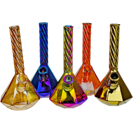 7" Iridescent Twist Neck Geometric Rig (one off)