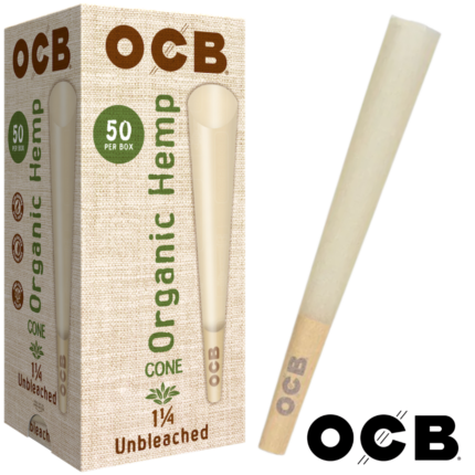 OCB Organic Hemp 1 ¼ Cones 50 Count Tower