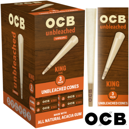 OCB Unbleached King Cones – 3 Count / 24 Packs