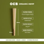 OCB Organic Hemp King Cones - 3 Count / 24 Packs - Image 5