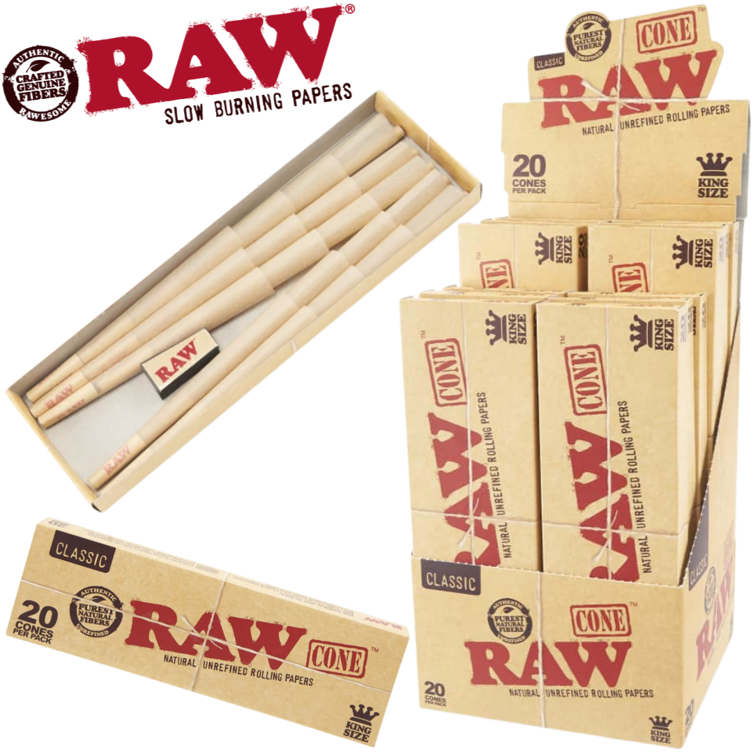 RAW-CONE-KS-20PKCLA-12BX ROLLING CONES RAW Classic 20pk Pre-Roll King Size Cones 12bx - Image 1