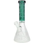 10" Color Neck Hemp Leaf Sandblast Beaker - Image 5