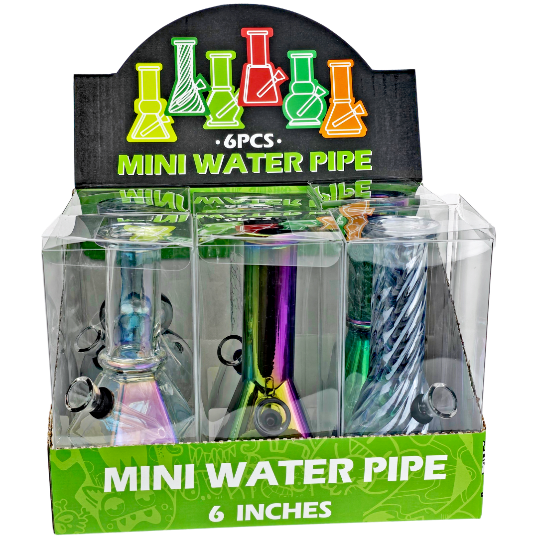 6" Electroplate Glass Bong w/ Carb - 6 Pack Display
