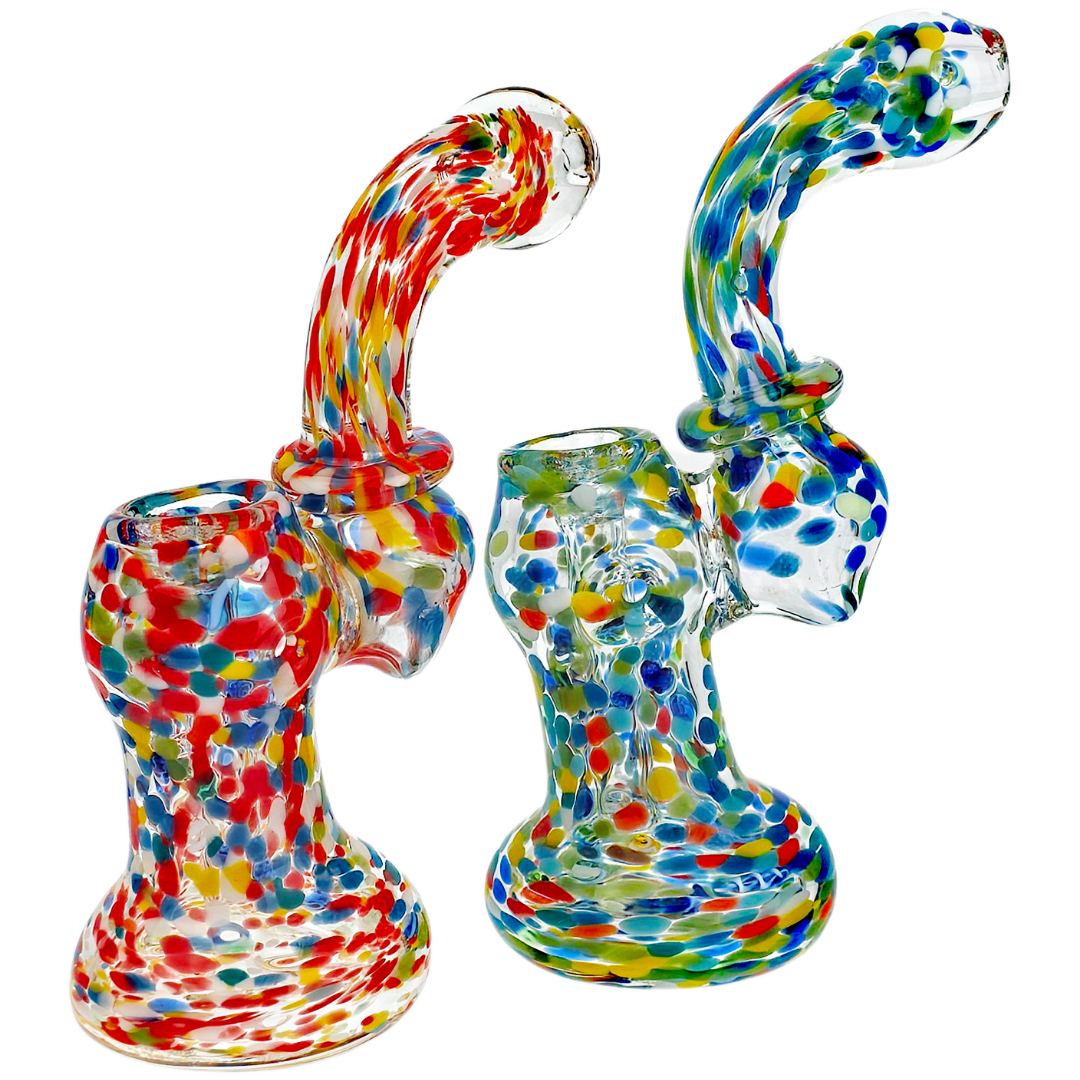 5" Rainbow Confetti Frit Maria Neck Bubbler